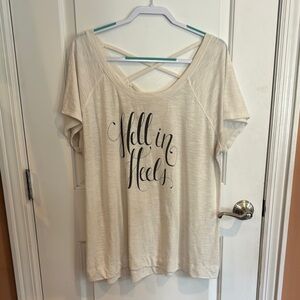 Hell in Heels Torrid Stylish Cream plus size Graphic T-shirt Tee shirt Sz 2X